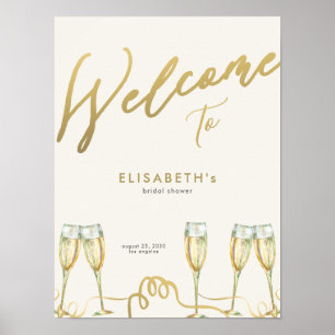 Välkomstskylt för möhippa av champagne brunch poster