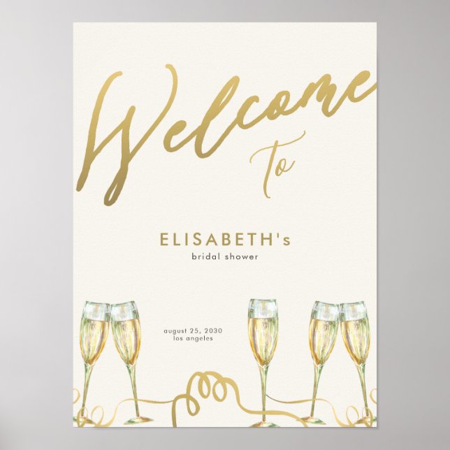 Välkomstskylt för möhippa av champagne brunch poster (Framsidan)