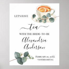 Välkomstskylt för Möhippan Eucalyptus Greenery Tea Poster