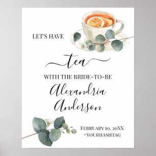 Välkomstskylt för Möhippan Eucalyptus Greenery Tea Poster