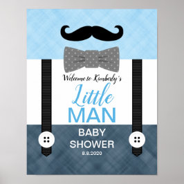 Välkomstskylt för Mustache Navy Blue pojke Poster
