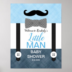 Välkomstskylt för Mustache Navy Blue pojke Poster