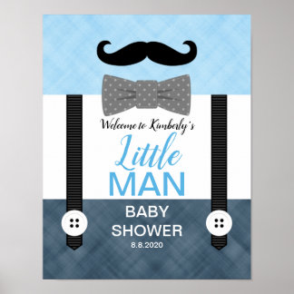 Välkomstskylt för Mustache Navy Blue pojke Poster