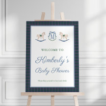 Välkomstskylt för mysig tartan gunghäst för baby s