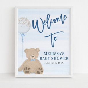 Välkomstskylt för Nalle Blue Balloon Poster