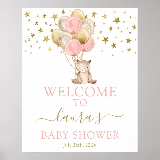 Välkomstskylt för nalle Girl Poster (Framsidan)