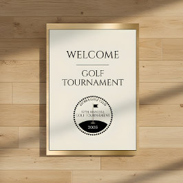 Välkomstskylt för namn på guldf golfturnering poster