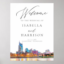 Välkomstskylt för Nashville Skyline Bröllop Poster