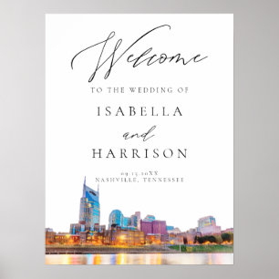 Välkomstskylt för Nashville Skyline Bröllop Poster
