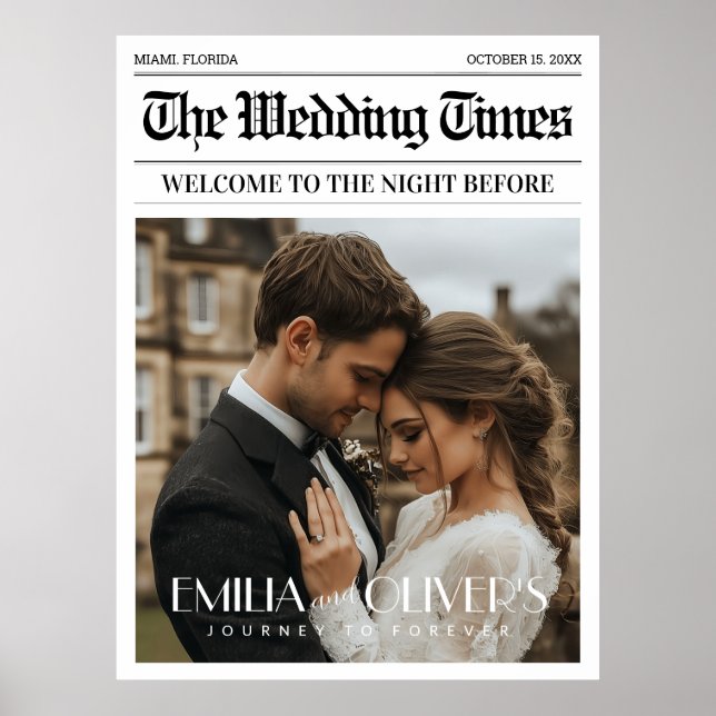 Välkomstskylt för natten före Bröllop Poster (Framsidan)