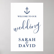 Välkomstskylt för Nautical Navy Anchor Bröllop - s