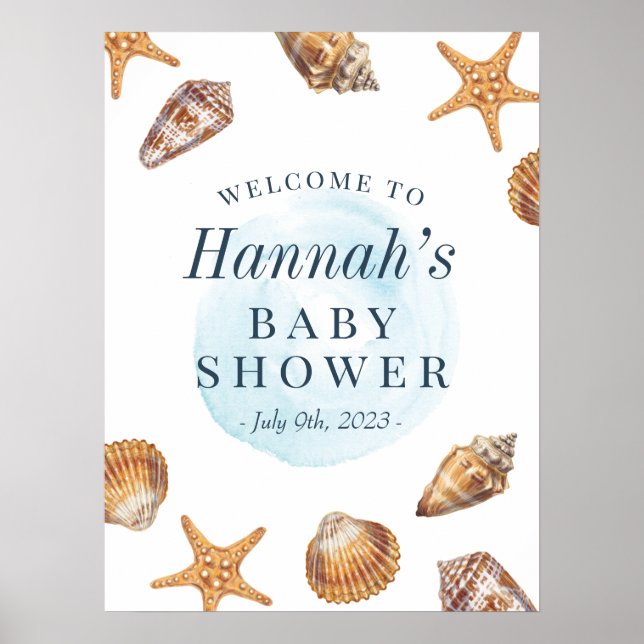 Välkomstskylt för Nautisk fiktiv babydusch Poster (Framsidan)