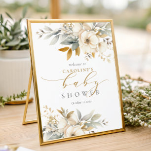 Välkomstskylt för Neutral Baby In Bloom-babyshower Fototryck