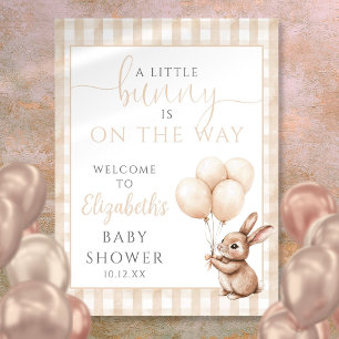 Välkomstskylt för neutral baby shower med liten ka poster