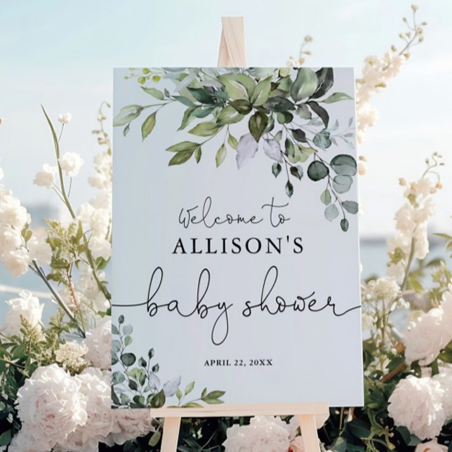 Välkomstskylt för Neutral grön babydusch Poster (Skapare uppladdad)