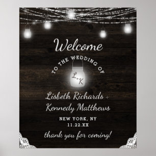 Välkomstskylt för Oak Ridge Rustic Wood & Snöre Br Poster