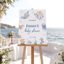 Välkomstskylt för Ocean Baby Shower, havsskylt