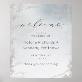 Välkomstskylt för Ombre Dusty Blue Frosted Luxe Br Poster