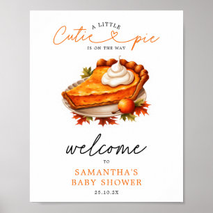 Välkomstskylt för orange Paj Pumpkin Fall Baby Sho Poster