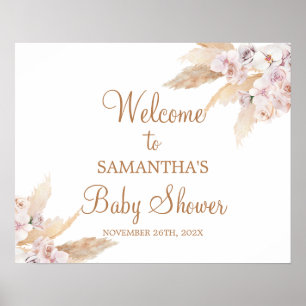 Välkomstskylt för Pampas Grass Baby Shower Girl Poster