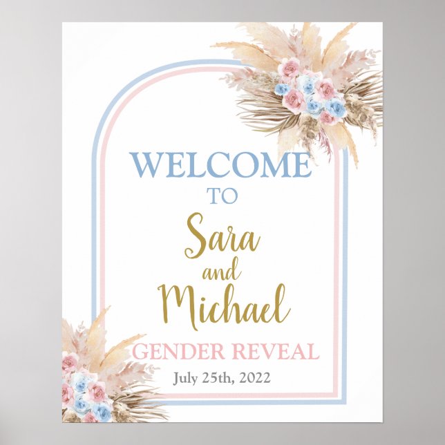 Välkomstskylt för Pampas Grass gender Poster (Framsidan)