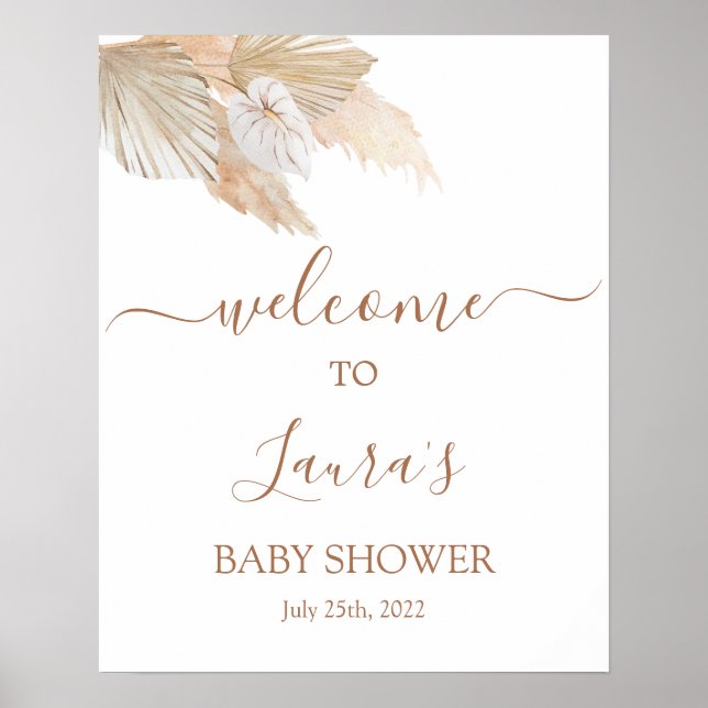 Välkomstskylt för Pampasgräs baby shower Poster (Framsidan)