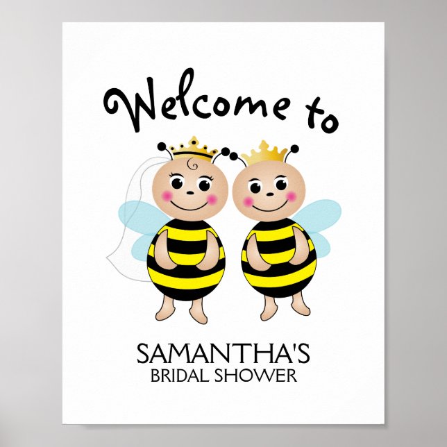 Välkomstskylt för par som är Meant to Bee Poster (Framsidan)