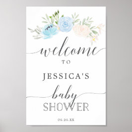 Välkomstskylt för Pastel Blue Baby Shower Poster