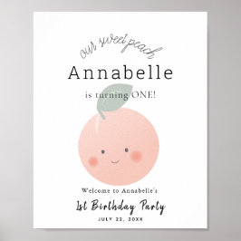 Välkomstskylt för peachi Kawaii Girl Birthday Poster