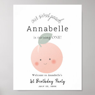 Välkomstskylt för peachi Kawaii Girl Birthday Poster