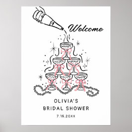 Välkomstskylt för Pearls & Prosecco-Möhippa Poster