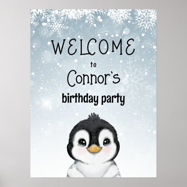 Välkomstskylt för Penguin Birthday Poster (Framsidan)