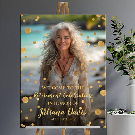 Välkomstskylt för pension party med foto poster