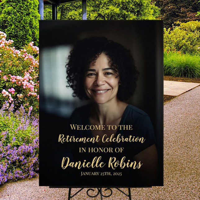 Välkomstskylt för pension party med foto poster (Skapare uppladdad)