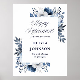 Välkomstskylt för pensioneringsfest med marinblomm poster