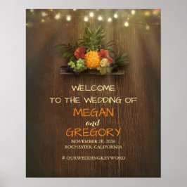 Välkomstskylt för Pineapple Luau Beach Ljus Bröllo Poster