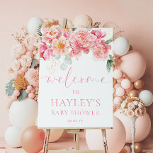 Välkomstskylt för Piper Peony Blommigt Baby Shower