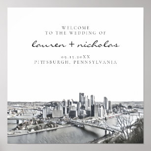 Välkomstskylt för Pittsburgh Skyline Bröllop Poster