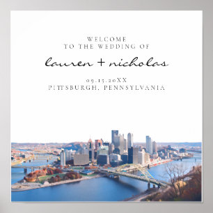 Välkomstskylt för Pittsburgh Skyline Bröllop Poster