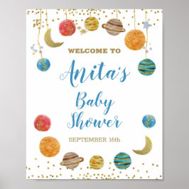 Välkomstskylt för Planets Rymden Baby Shower Poster