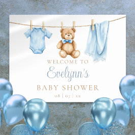 Välkomstskylt för pojke Clothesline Baby Shower Poster