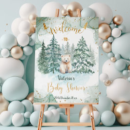 Välkomstskylt för polar White Bear Baby Shower Poster