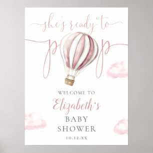 Välkomstskylt för popup-Rosa, bubblor, babyvisning Poster