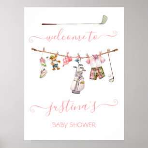 Välkomstskylt för Preppy Golf Girl Baby Shower Poster