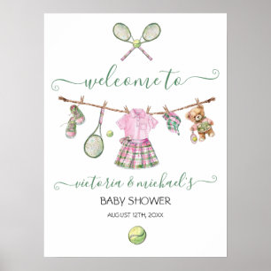 Välkomstskylt för Preppy Tennis Girl Baby Shower Poster