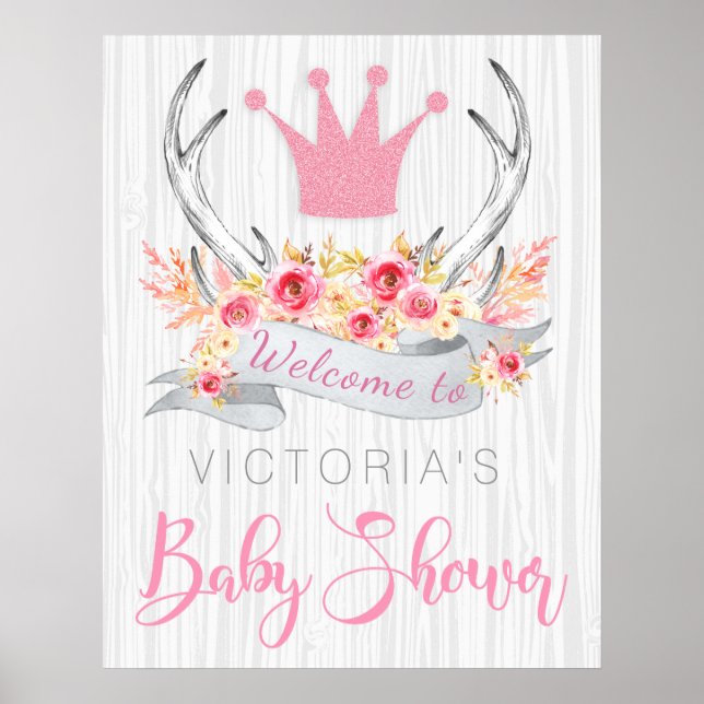 Välkomstskylt för prinsessabarnkalas poster (Framsidan)