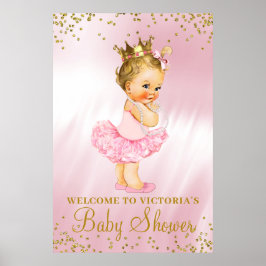 Välkomstskylt för prinsessans baby shower med blon poster