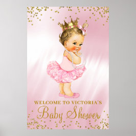 Välkomstskylt för prinsessans baby shower med mörk poster