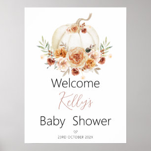 Välkomstskylt för Pumpkin Baby Shower på Blommigte Poster