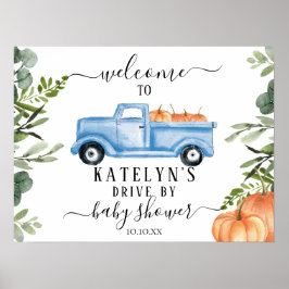 Välkomstskylt för Pumpkin Drive by Baby Shower Poster